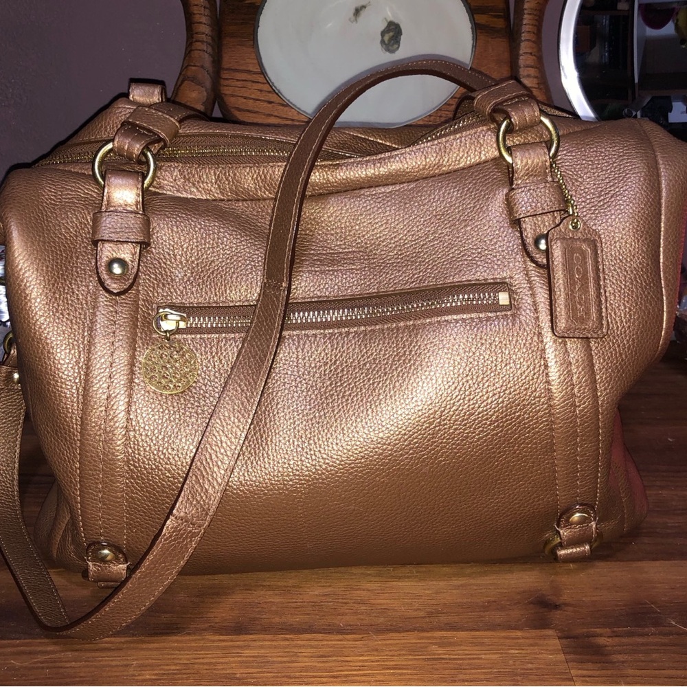 Coach Brown Satchel with Structured Shape and Gold Hardware